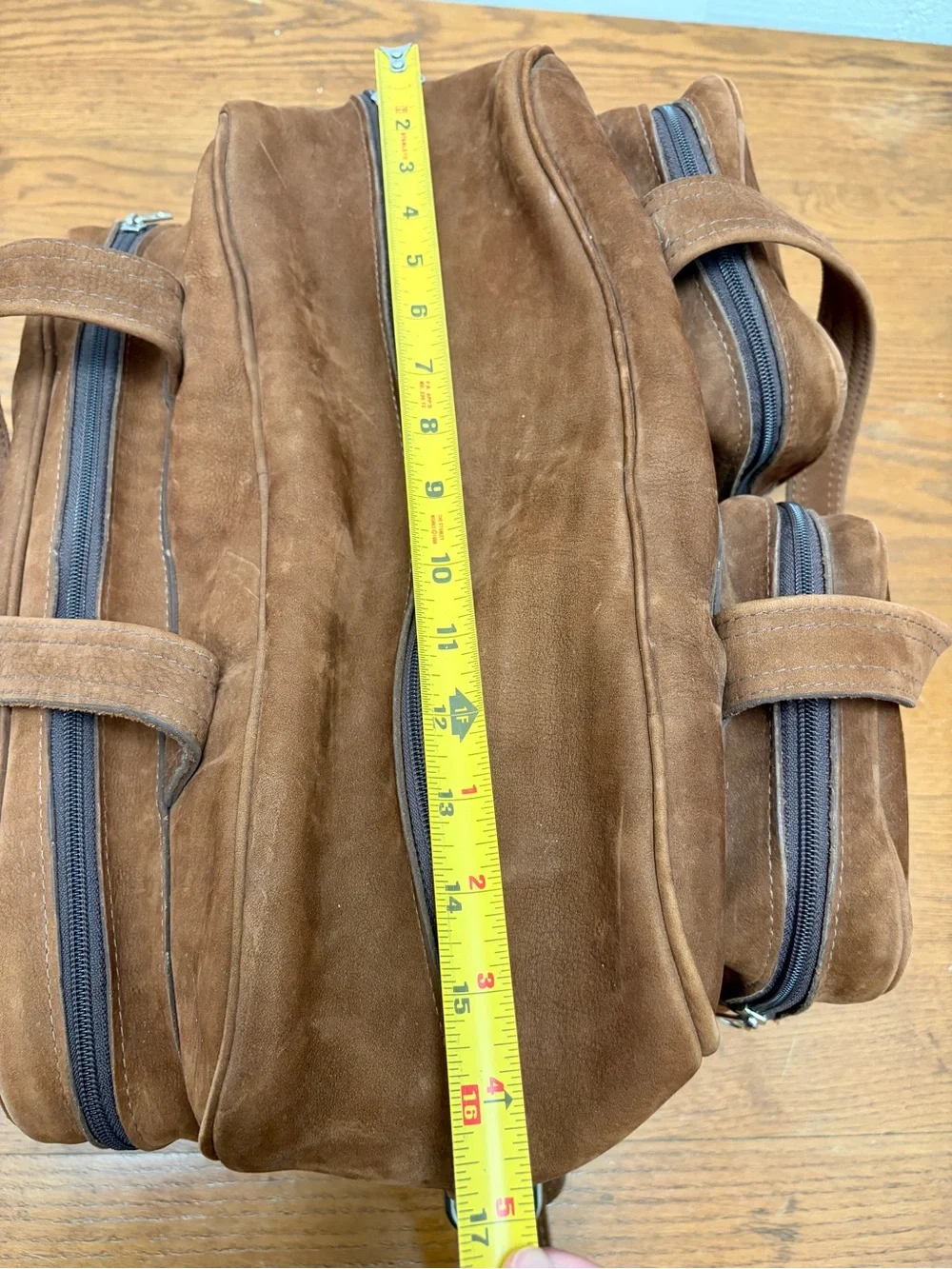 R.B. Vintage Genuine Leather Brown Suede Duffel Bag Weekender Travel Bag